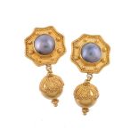 A pair of grey mabé pearl earrings by Natalia Josca