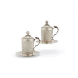 A pair of Ottoman silver sahlep cups, covers and stands