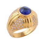 A sapphire and diamond bombé ring