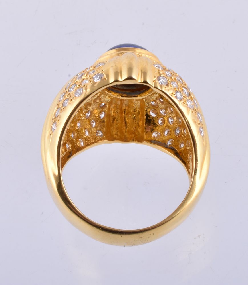 A sapphire and diamond bombé ring - Image 2 of 2