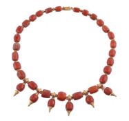 ϒ A coral and ruby necklace