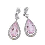 A pair of morganite and diamond earrings