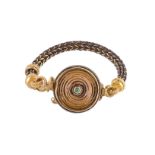 A silver, silver gilt and Roman glass spindle whorl bracelet by Natalia Josca