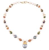 A cultured pearl, Tahitian cultured pearl and enamel necklace by Natalia Josca