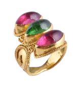 A pink and green tourmaline ring by Natalia Josca