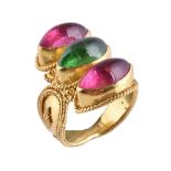 A pink and green tourmaline ring by Natalia Josca