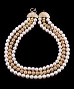 A cultured pearl and diamond three strand necklace by Natalia Josca
