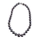 A Tahitian cultured pearl and diamond necklace