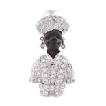 A diamond and cultured pearl blackamoor brooch by Vesco