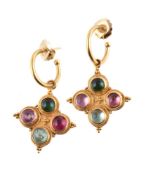 A pair of tourmaline quatrefoil earrings by Natalia Josca