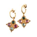 A pair of tourmaline quatrefoil earrings by Natalia Josca