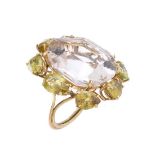 A white topaz and sphene cluster ring