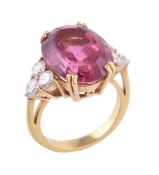 A pink tourmaline and diamond dress ring