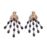 A pair of sapphire and diamond earrings