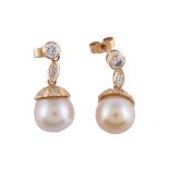 A pair of South Sea cultured pearl and diamond earrings