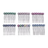 A set of six gem-set hair combs by Michele Della Valle