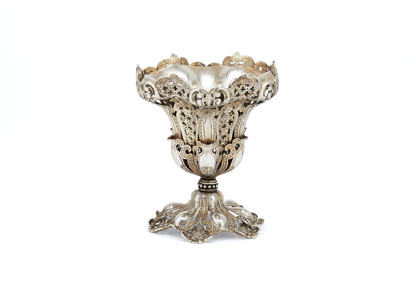 An Ottoman silver parcel gilt spoon holder (Sakizlik)