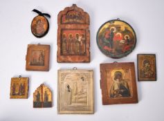 A collection of nine Russian small and diminutive icons