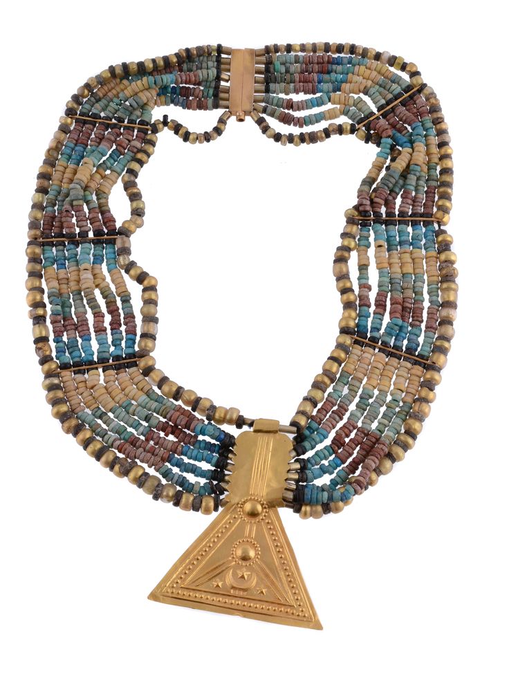 An Egyptian Revival collar necklace composed of yellow