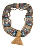 An Egyptian Revival collar necklace composed of yellow