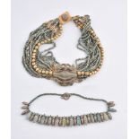 An Egyptian Revival blue faience bead collar necklace