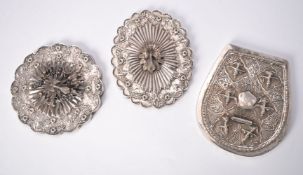 Three silver backed mirrors