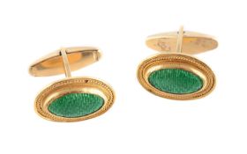 A pair of enamel cufflinks