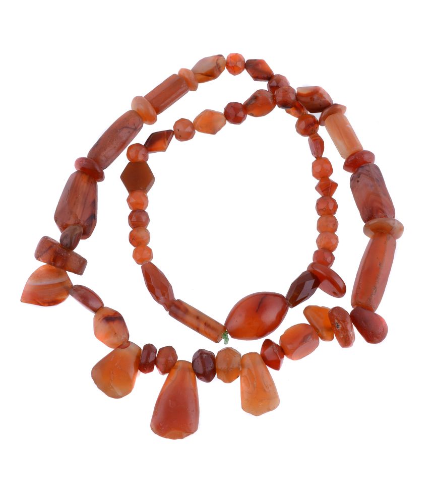 A cornelian bead necklace