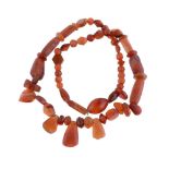 A cornelian bead necklace