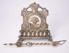 [Judaica] A Polish (Russian Empire) silver Hanukah lamp