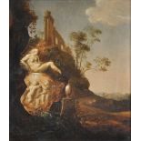 Abraham van Cuylenborch (Dutch b. circa 1610-1658), Italianate landscape with a classical sculpture