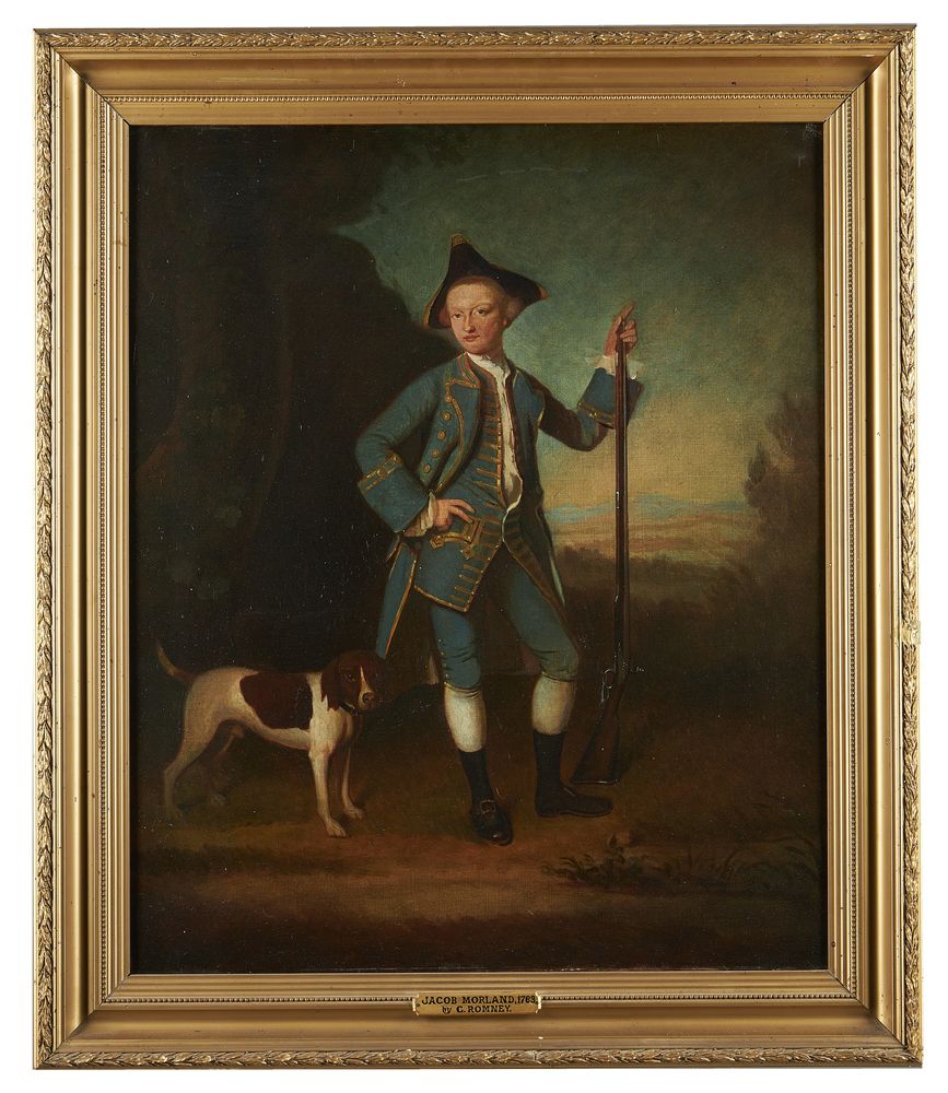 After George Romney, Portrait of Jacob Morland (1740-1780) and his dog - Image 2 of 3