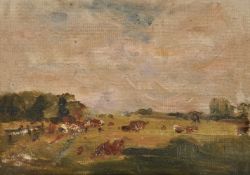 Nathaniel Hone the Younger (Irish 1831-1917), Cows grazing in a landscape
