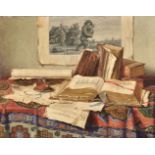 Josef Jurutka (Russian 1880-1945), Still life with books