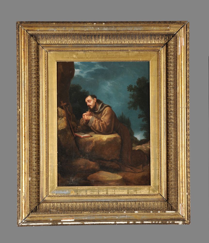 Studio of Cristofano Allori (Italian 1577-1621), St Francis of Assisi at Prayer - Image 2 of 3