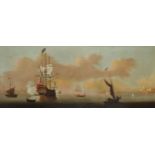 Attributed to Peter Monamy (British 1681-1749), A man-o'-war saluting, with other vessels off the co