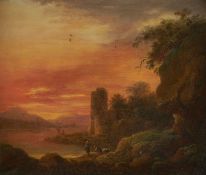Abraham Pether (British 1756-1812), Moonlit landscape
