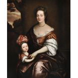 Circle of Michael Dahl (Swedish 1659-1743), Portrait of Mrs Curson and her son John Curson from Kirb