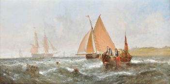 William Callcott Knell (British circa. 1830-1876), Fishing off the coast, Day; Dusk (2)