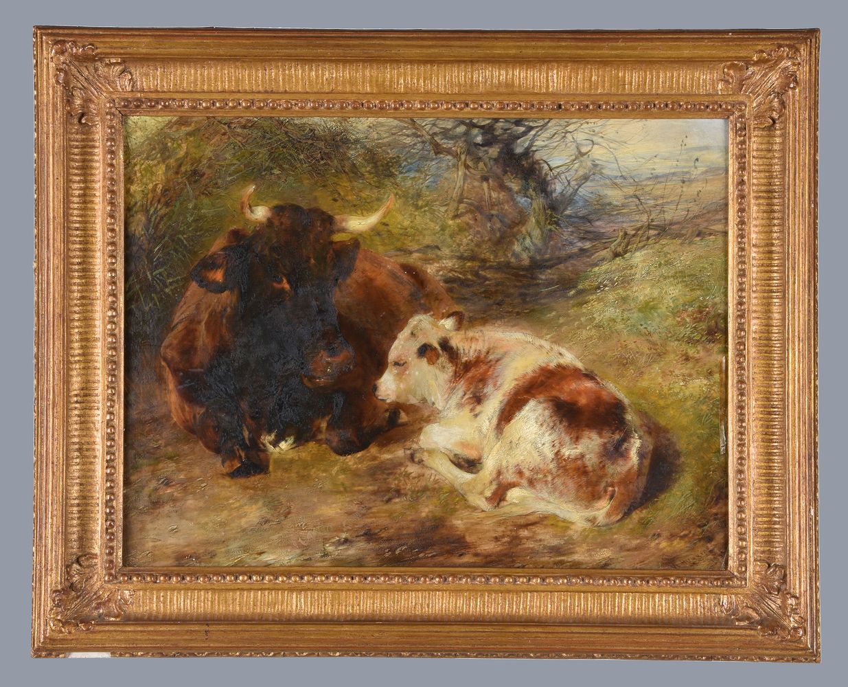 William Huggins (British 1824-1910), Recumbent cow and calf - Image 2 of 3