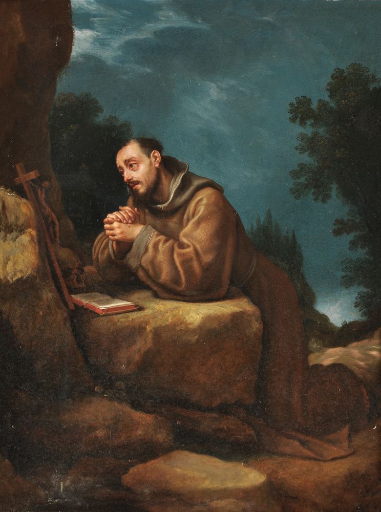 Studio of Cristofano Allori (Italian 1577-1621), St Francis of Assisi at Prayer