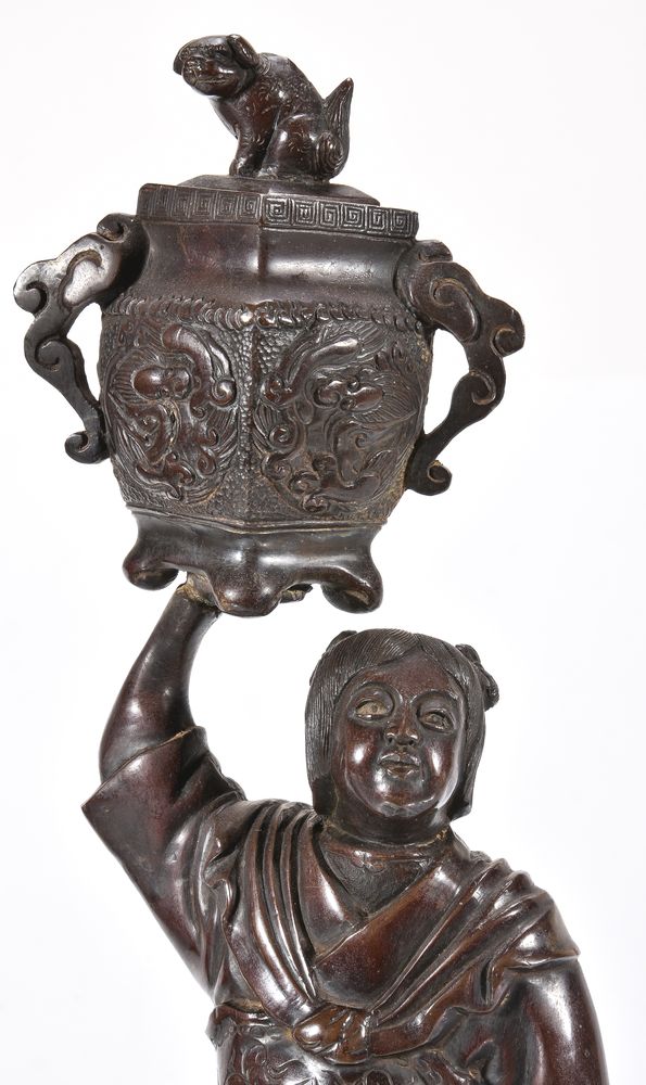 A Pair of Japanese Cast Bronze Figures - Image 2 of 4