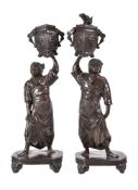 A Pair of Japanese Cast Bronze Figures