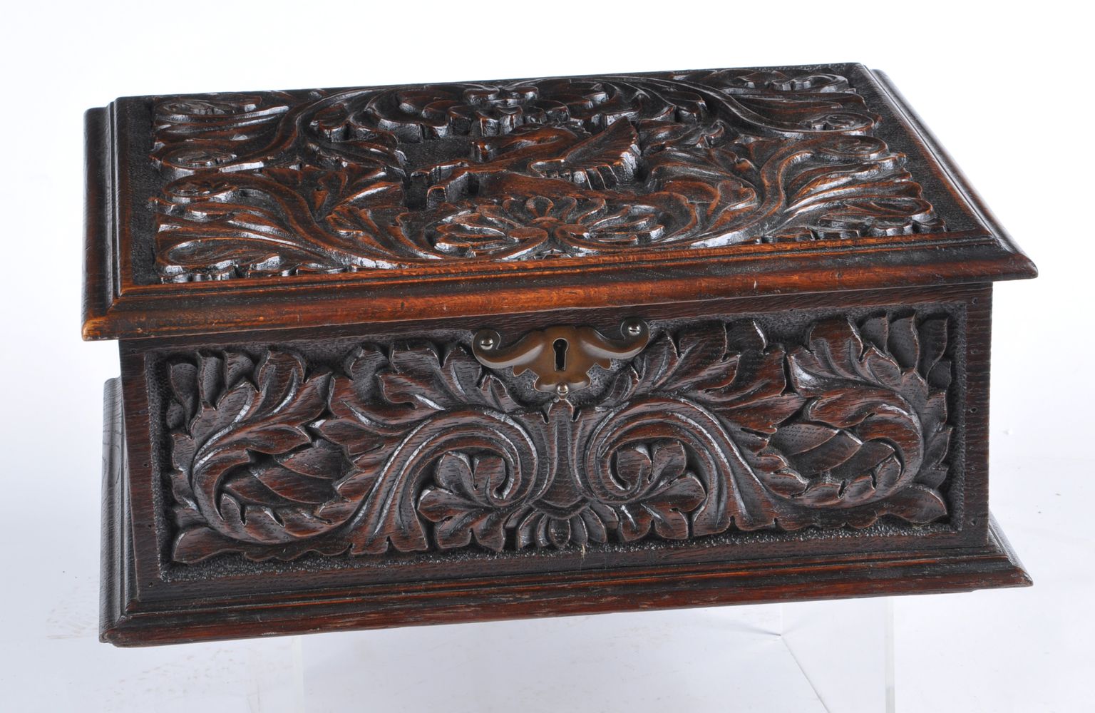 An Anglo-Indian carved and stained hardwood casket - Image 2 of 3