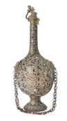 A North Italian, probably Venetian, pierced and engraved copper alloy pilgrim flask