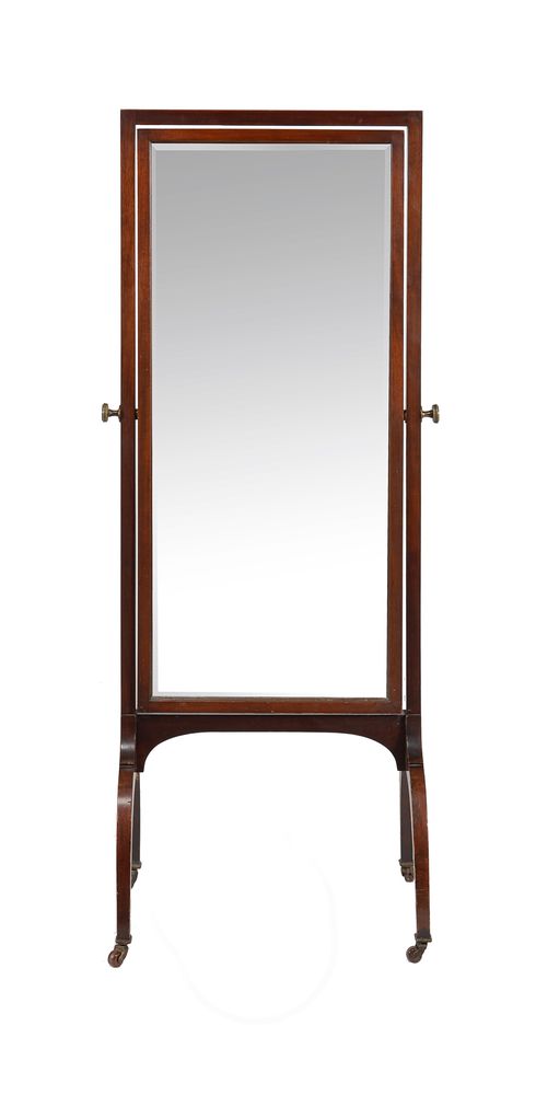 A mahogany cheval mirror