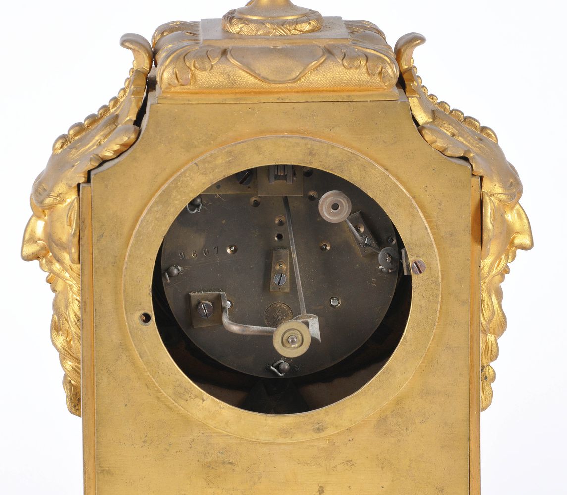 A French ormolu and Sevres style porcelain inset mantel clock - Image 2 of 2