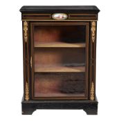 A Victorian ebonised, string inlaid, and gilt metal mounted side cabinet