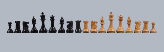 A Victorian weighted boxwood and ebonised Staunton Pattern chess set