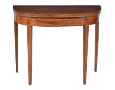 ϒ A George III rosewood and burr yew banded card table